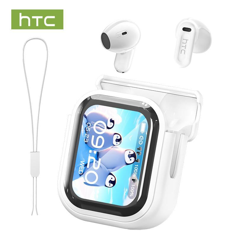 HTC NE20 Bluetooth 6.0 Earphones LED Display High Fidelity Waterproof Wireless Earphones | Suitable for Office, Sports, Study and Audio Calls | Built-In Microphone | Earphones
