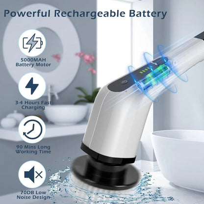 Revolutionize Your Cleaning Routine with the Cordless Electric Spin Scrubber - 9 Versatile Heads for Effortless Bathroom & Floor Care