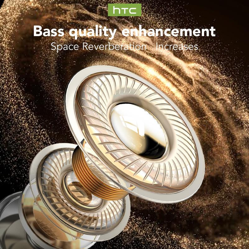 HTC NE20 Bluetooth 6.0 Earphones LED Display High Fidelity Waterproof Wireless Earphones | Suitable for Office, Sports, Study and Audio Calls | Built-In Microphone | Earphones