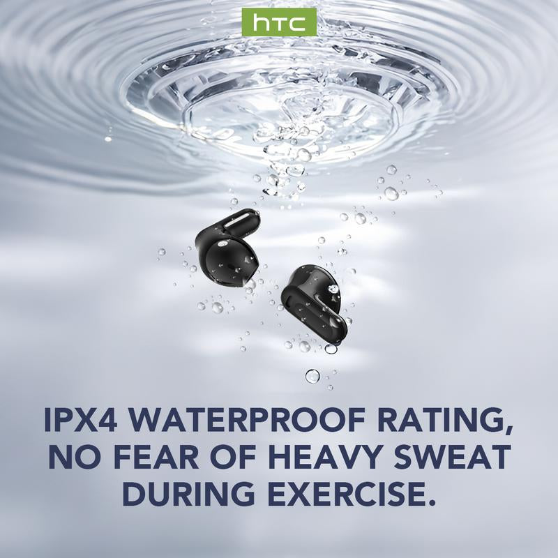 HTC NE20 Bluetooth 6.0 Earphones LED Display High Fidelity Waterproof Wireless Earphones | Suitable for Office, Sports, Study and Audio Calls | Built-In Microphone | Earphones