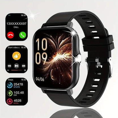 Stylish Pink Smart Watch with Wireless Calling, Multi-Sport Modes, and HD Display - Rechargeable & USB Compatible