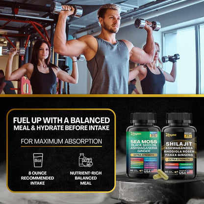 Dynamic Vitality Bundle: Premium Zoyava Sea Moss & Shilajit Supplements - Ultimate All-In-One Multivitamin with Extra Strength - Proudly Made in the USA