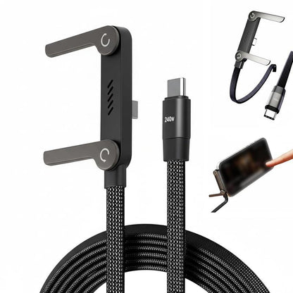 Experience Ultimate Convenience with the Invisible Holder Charger Cable: 240W Super Fast Charging & Phone Stand for Gaming, Office, and Travel