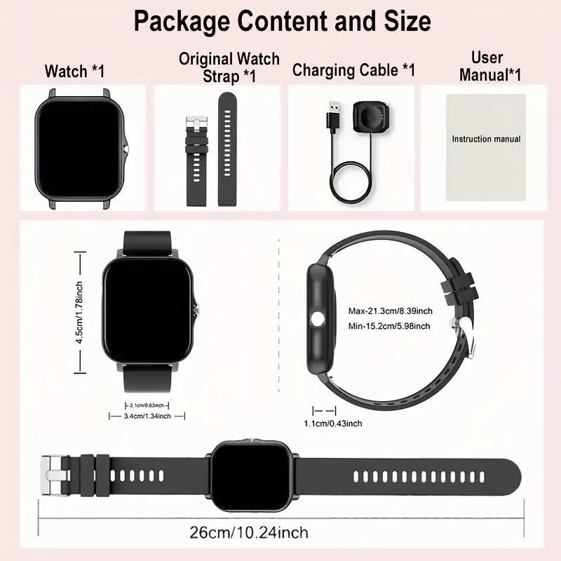 Stylish Pink Smart Watch with Wireless Calling, Multi-Sport Modes, and HD Display - Rechargeable & USB Compatible