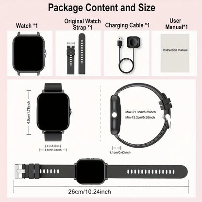 Stylish Pink Smart Watch with Wireless Calling, Multi-Sport Modes, and HD Display - Rechargeable & USB Compatible