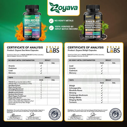 Dynamic Vitality Bundle: Premium Zoyava Sea Moss & Shilajit Supplements - Ultimate All-In-One Multivitamin with Extra Strength - Proudly Made in the USA