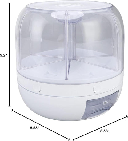 Versatile 6-Grid Rice & Grain Storage Container - 360° Rotating Dry Food Dispenser for Home Kitchen (5kg Capacity)
