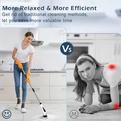 Revolutionize Your Cleaning Routine with the Cordless Electric Spin Scrubber - 9 Versatile Heads for Effortless Bathroom & Floor Care