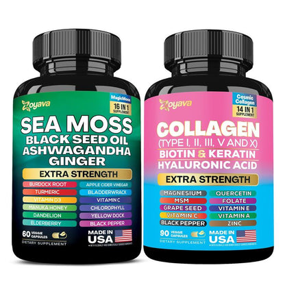 Dynamic Vitality Bundle: Premium Zoyava Sea Moss & Shilajit Supplements - Ultimate All-In-One Multivitamin with Extra Strength - Proudly Made in the USA