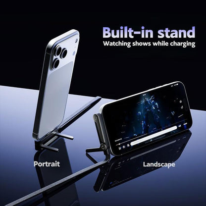 Experience Ultimate Convenience with the Invisible Holder Charger Cable: 240W Super Fast Charging & Phone Stand for Gaming, Office, and Travel