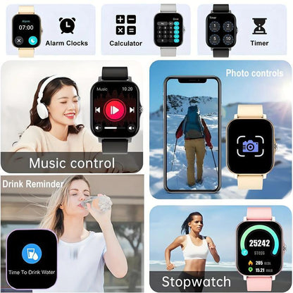 Stylish Pink Smart Watch with Wireless Calling, Multi-Sport Modes, and HD Display - Rechargeable & USB Compatible