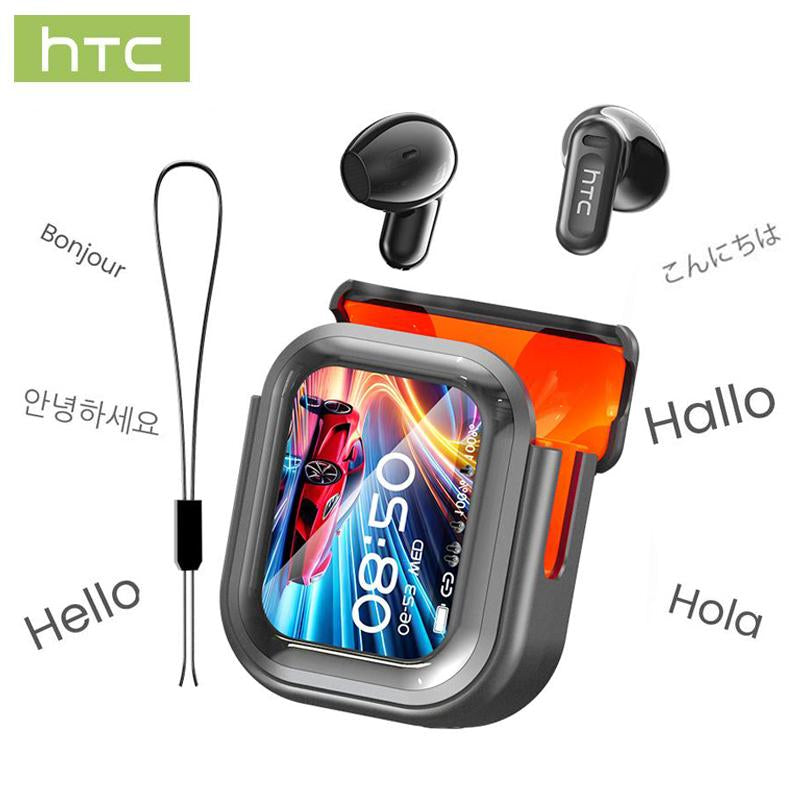 HTC NE20 Bluetooth 6.0 Earphones LED Display High Fidelity Waterproof Wireless Earphones | Suitable for Office, Sports, Study and Audio Calls | Built-In Microphone | Earphones