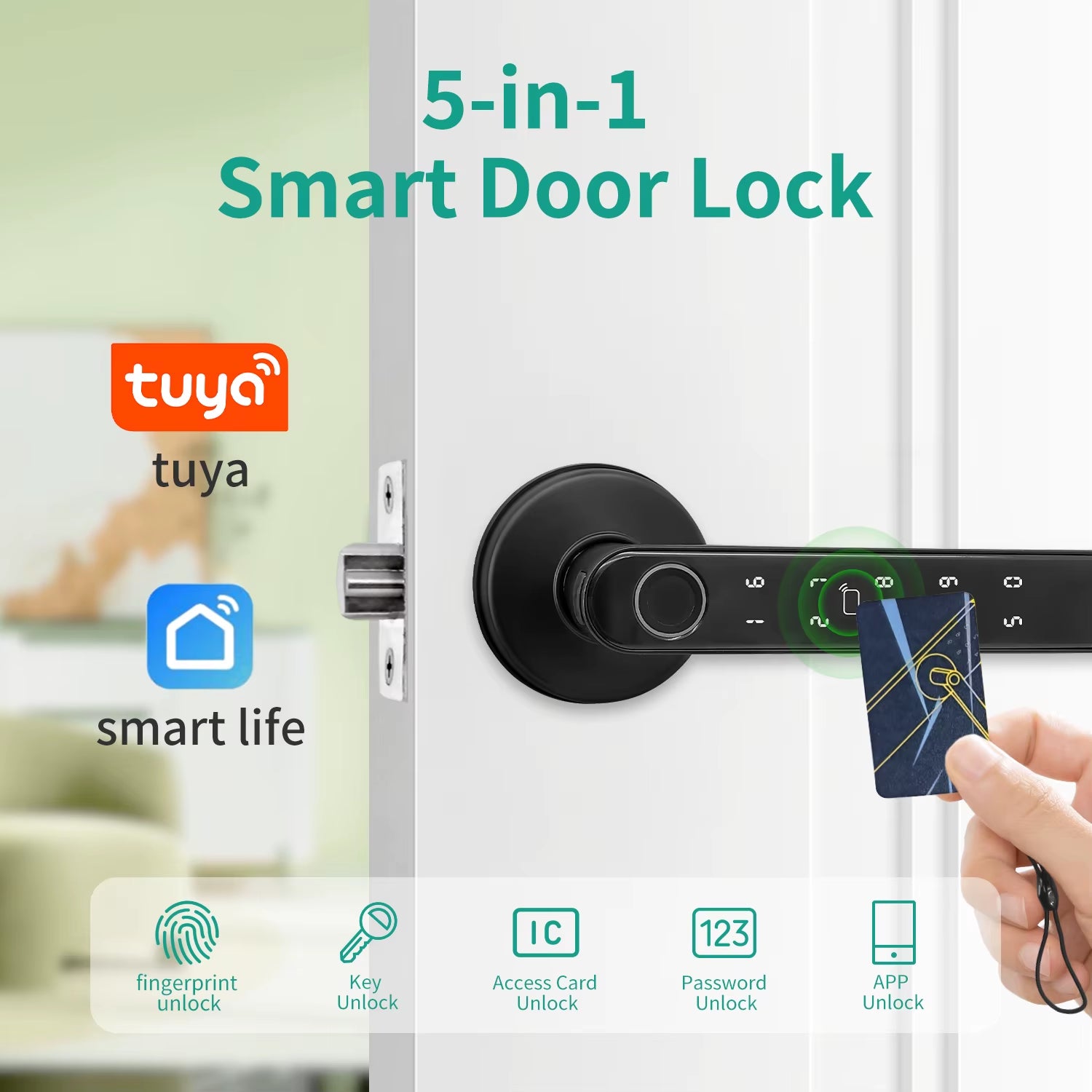 Tuya 5-in-1 Smart Door Lock with Fingerprint & App Control