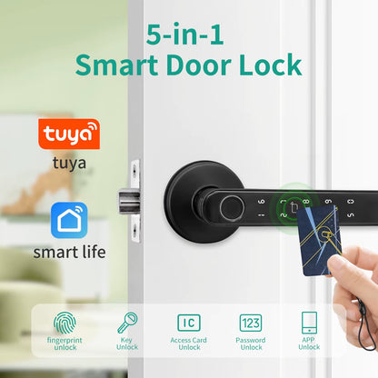 Tuya 5-in-1 Smart Door Lock with Fingerprint & App Control
