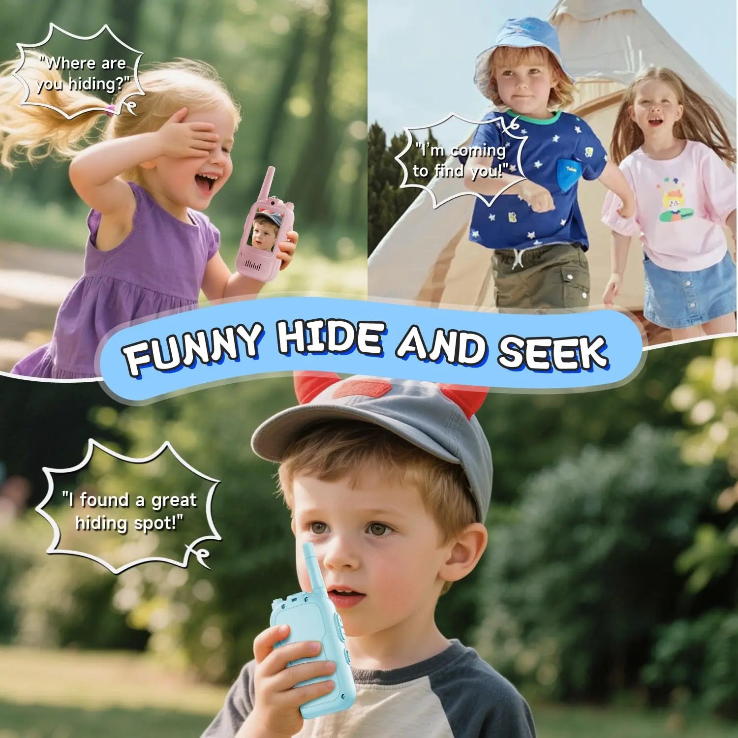 Exciting 2-Pack Video Walkie Talkies for Kids - Rechargeable Toddler Toys Perfect for Indoor and Outdoor Adventures, Travel, and Birthday Gifts for Ages 3-12