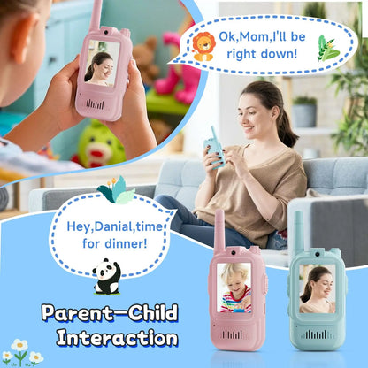 Exciting 2-Pack Video Walkie Talkies for Kids - Rechargeable Toddler Toys Perfect for Indoor and Outdoor Adventures, Travel, and Birthday Gifts for Ages 3-12