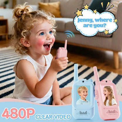 Exciting 2-Pack Video Walkie Talkies for Kids - Rechargeable Toddler Toys Perfect for Indoor and Outdoor Adventures, Travel, and Birthday Gifts for Ages 3-12