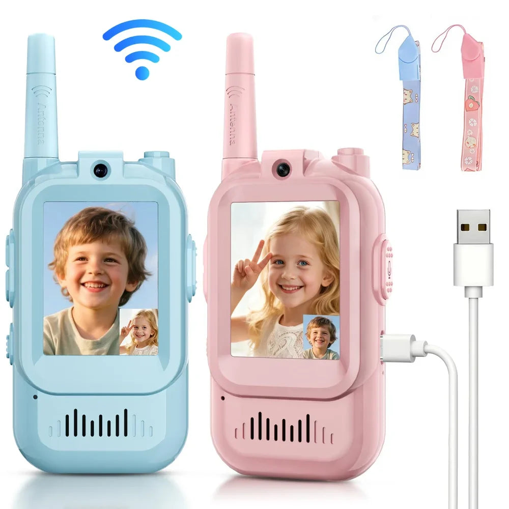 Exciting 2-Pack Video Walkie Talkies for Kids - Rechargeable Toddler Toys Perfect for Indoor and Outdoor Adventures, Travel, and Birthday Gifts for Ages 3-12