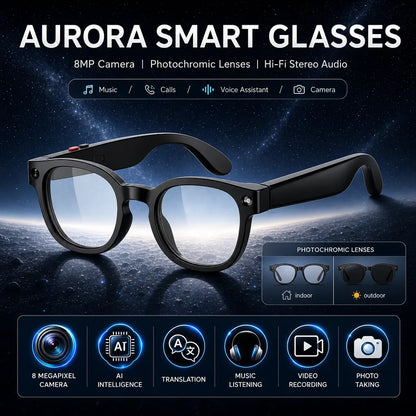 Revolutionary Sightflow Smart AI Camera Glasses with 8MP Photochromic UV-Protection Lenses, Real-Time Translation in 160+ Languages, Bluetooth Audio, and Hands-Free Capture - Perfect for Travel and Daily Adventures, Compatible with iOS & Android