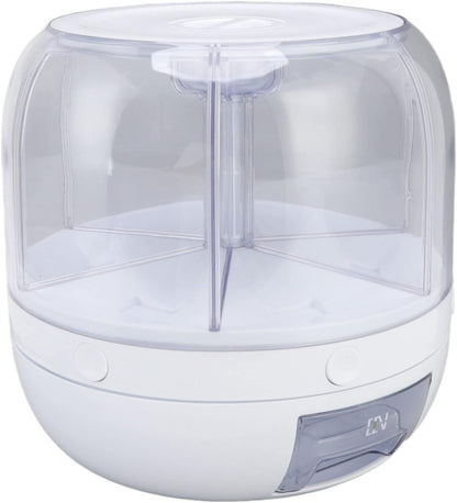 Versatile 6-Grid Rice & Grain Storage Container - 360° Rotating Dry Food Dispenser for Home Kitchen (5kg Capacity)