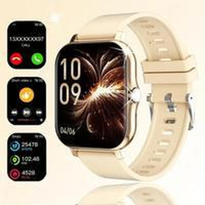 Stylish Pink Smart Watch with Wireless Calling, Multi-Sport Modes, and HD Display - Rechargeable & USB Compatible