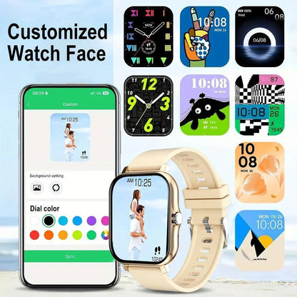 Stylish Pink Smart Watch with Wireless Calling, Multi-Sport Modes, and HD Display - Rechargeable & USB Compatible