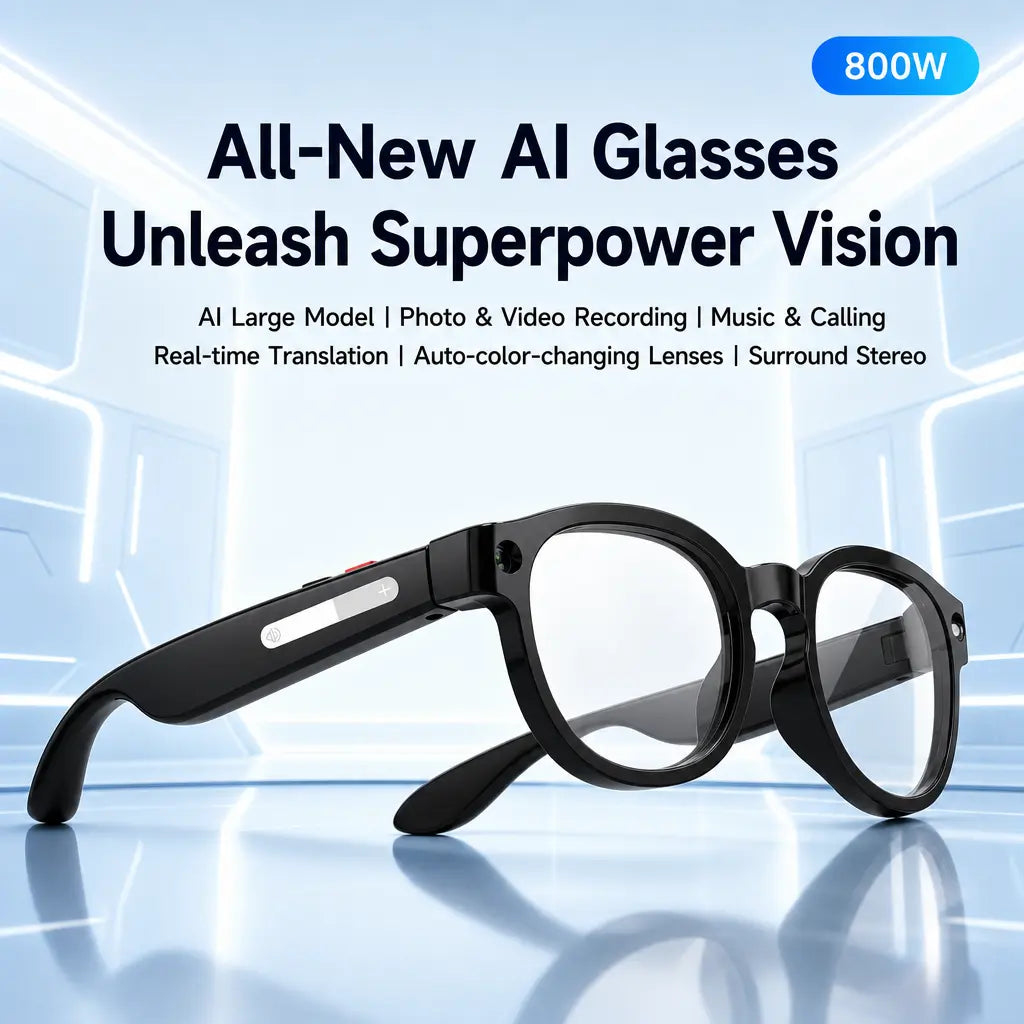 Revolutionary Sightflow Smart AI Camera Glasses with 8MP Photochromic UV-Protection Lenses, Real-Time Translation in 160+ Languages, Bluetooth Audio, and Hands-Free Capture - Perfect for Travel and Daily Adventures, Compatible with iOS & Android